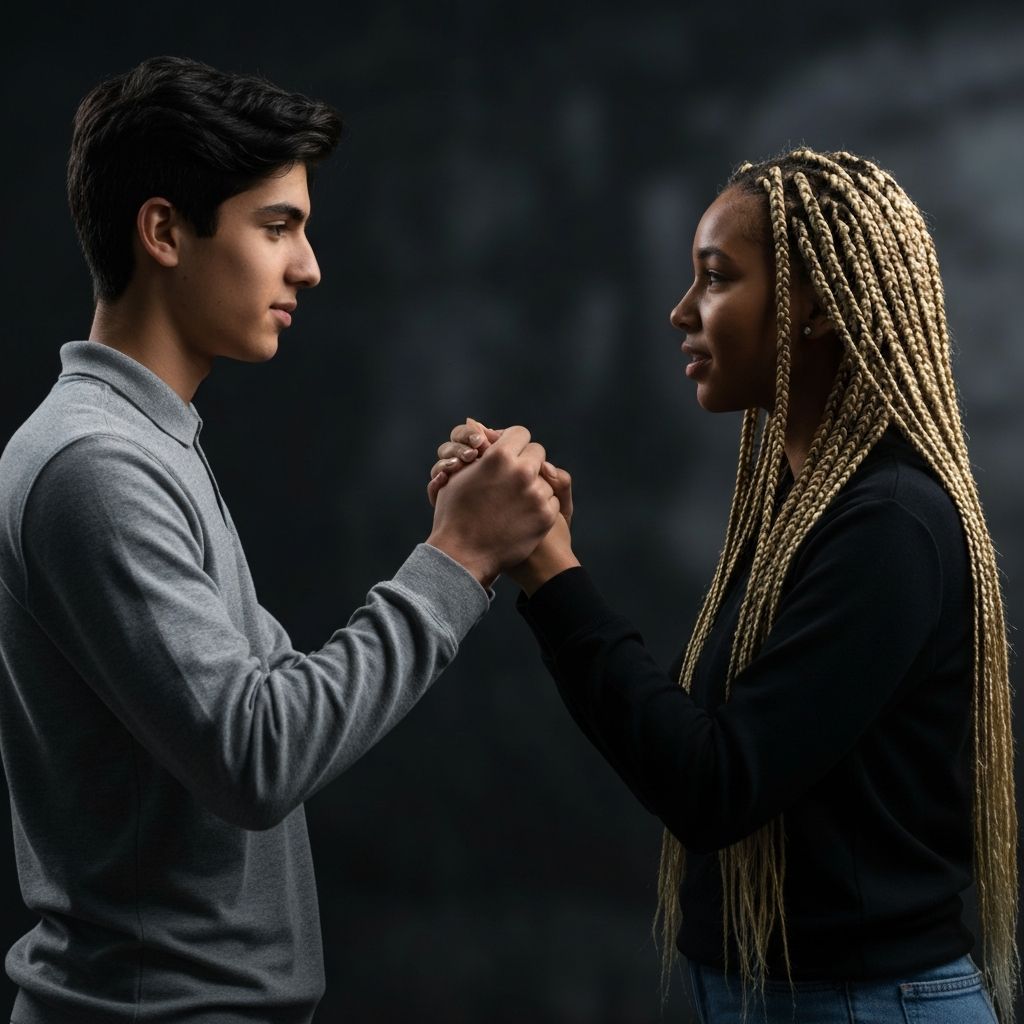 High school students supporting each other